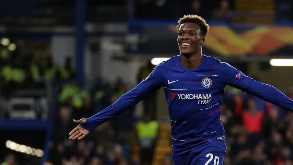 Callum Hudson-Odoi trong màu áo Chelsea.